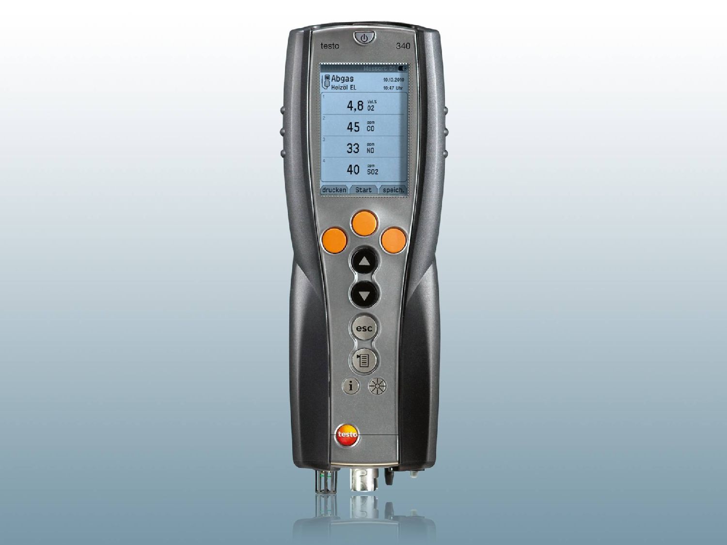 Hand-held measuring intrument for portable, industrial emission measurement